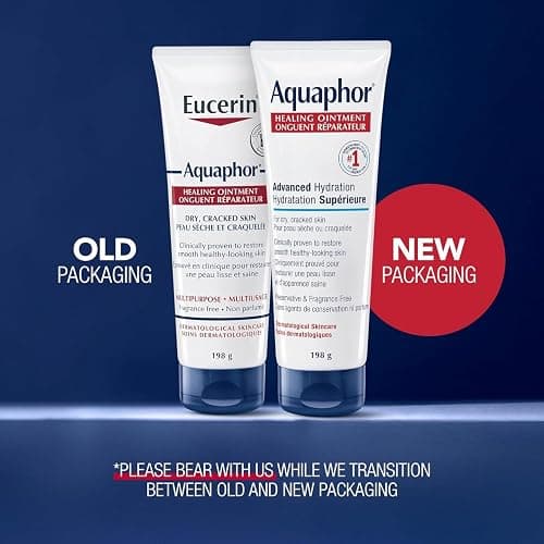 Aquaphor Healing Ointment, Multipurpose Ointment for Dry, Cracked Skin, Chafing, Cuticle Care, Fragrance Free, Non Greasy and Non Comedogenic Body Moisturizer, Dermatological Skin Care, 198g Tube thumbnail 12