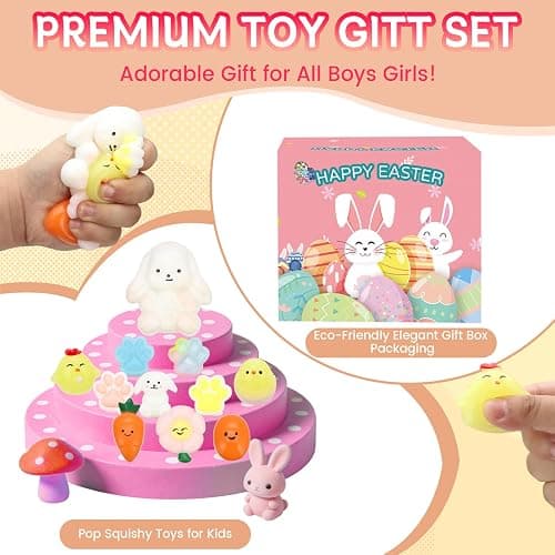 11pcs Easter Squishy Pack,Fidget Toys Include taba Squishies Party Favors for Kids 4-8 8-12 Treasure Box Toys for Classroom Birthday Xmas Gifts for Girls Boys Goodie Bag Stocking Stuffers for Teens thumbnail 9