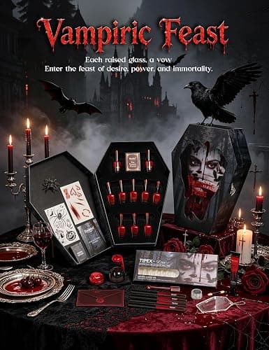 Beetles Halloween Box Vampiric Feast, Gel Nail Polish Kit with UV Light | HEMA- and TPO-Free 8-Color Gel Polish Set with Nail Tips and Stickers for Halloween DIY Nail Art and Gifts for Women thumbnail 2