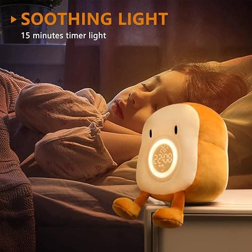 QANYI Plush Toy Night Light Alarm Clock for Kids, Multiin-one Cozy Toast Plushies Bed Clock with Dual Alarm and Snooze, Dimmable Bed Lamp Birthday Gifts Ideal for Children Teens Girls Boys Women thumbnail 4