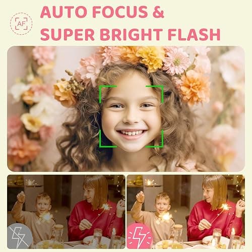 4K 64MP Autofocus Digital Camera with Micro SD Card, 2.8" Display Compact Camera, 1200mAh Battery Vlogging Camera for Students Teens Beginners thumbnail 5