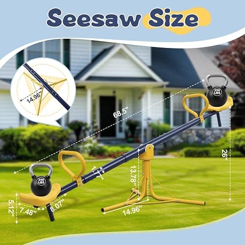 TAILERNRUYE Seesaw for Kids Outdoor for Ages 2-10,68.5 inch Teeter Totter Sit and Spin Outdoor Toys Swiveling 360 Degrees Rotating for Children Age 2 3 4 5 6 7 8 9 10 Courtyard Park Playground Balcony thumbnail 2