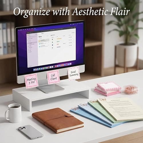 Eikovia 24Pcs Pink Sticky Notes with 20 Bow-Shaped Paperclips for Office Home Decor Party Supplies thumbnail 6