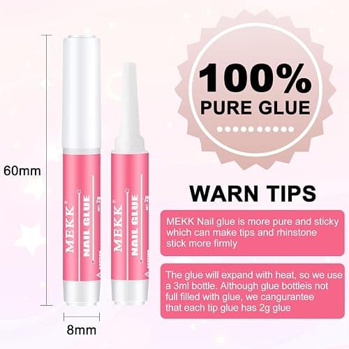 MEKK Nail Glue,Super Strong & Long-Lasting Nail Glue for Acrylic Nails,Press Ons & Nails Tips,Professional Adhesive for Nail Art Supplies,0.07OZ/PCS (12PCS) thumbnail 2