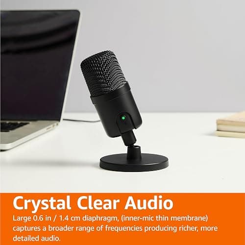 Amazon Basics USB Condenser Microphone for Streaming, Recording, and Podcasting on PC, Plug and Play, Cardioid Pickup, Adjustable Stand with 360° Rotation, 5.8 x 3.4 inches, Black thumbnail 6