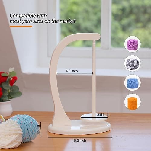 Magnetic Yarn Holder Spinner for Crocheting and Knitting – Durable Molded Plastic Yarn Organizer for Crochet Supplies and Yarn Storage, Smooth Rotation Base–Cream White thumbnail 4