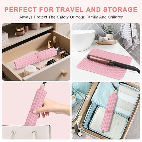 WRORUNER Oversize Silicone Heat Resistant Mat for Curling Irons, Flat Irons, Hair Straighteners and Hot Hair Styling Tools, Portable Hot Tools Cover Pad for Travel Vanity Salon(14.2" x 11.0") thumbnail 7
