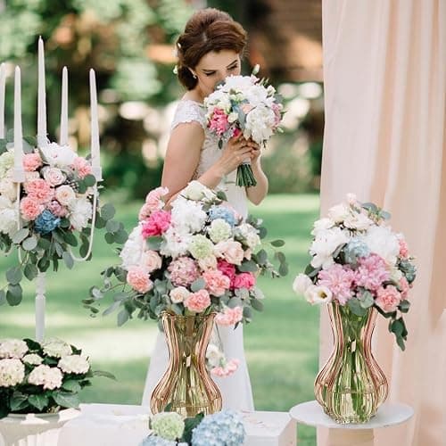 Flower Vase,Glass Vases Set of 2,Blush Clear Pink Vase 8 inch,for Home Decor,Valentains Day Decorations Indoor,Gifts,Wedding,Anniversary,Centerpieces Vase thumbnail 6