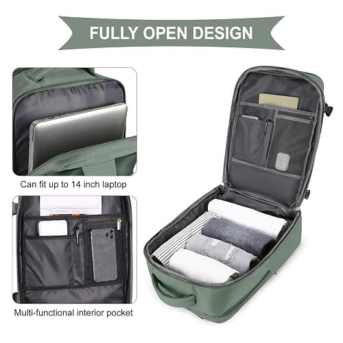 coowoz Travel Backpack For Women Men,Carry On Backpack,Hiking Backpack Waterproof Outdoor Sports Rucksack Casual Daypack Travel Essentials(Olive Green) thumbnail 7