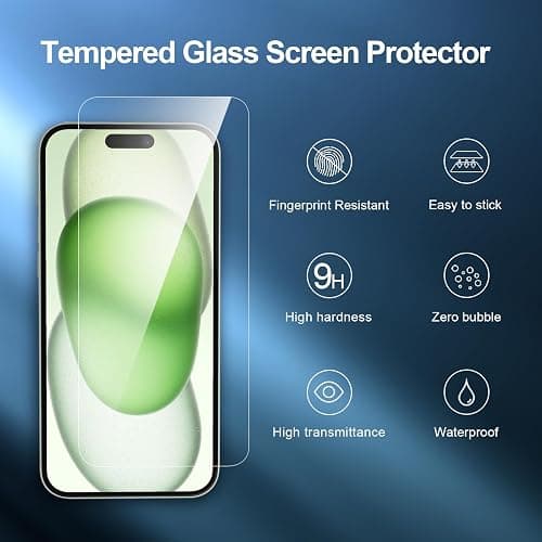 NEW'C 3 Pack Designed for iPhone 16 Plus,15 Plus Screen Protector (6.7 inches),Enhanced Tempered Glass Protection with easy installation tool included,Ultra Resistant thumbnail 4