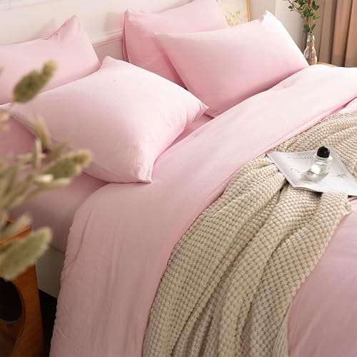 TISPLR Pink Comforter Set Queen 3 Pieces Soft Bedding Bright Comforter Queen Light Pink Style Lightweight Comforter Set for All Seasons 1 Comforter and 2 Pillowcases thumbnail 7