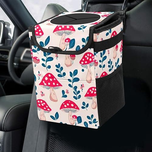 GVGHIDZ Car Trash Can – Multi-Purpose, Lightweight and Portable with Durable Water-Resistant Coating, No Installation Required, Practical and Ample Capacity, Variety of Colors.Mushroom thumbnail 9