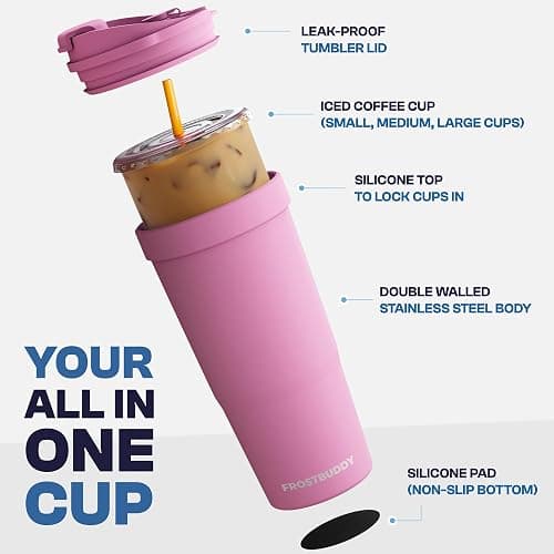 Frost Buddy Togo Buddy 30oz Stainless Steel Vacuum Insulated Tumbler To Go Coffee Cup – Iced Coffee Cups, Iced Coffee Sleeve, Travel Mug, Thermal Cup for Hot & Cold Drinks, Dunkin Cup -Check The Halls thumbnail 3