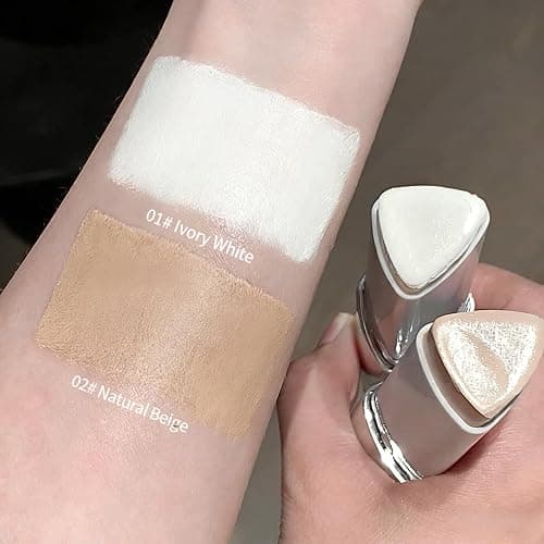 2 in 1 White Korean Color Changing Foundation Stick with Brush, Cover Cream Stick Foundation, Moisturizing Long-Lasting Hydration Makeup, Light Coverage Concealer, (01-Ivory White) thumbnail 3