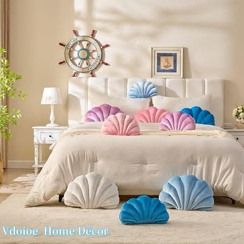Vdoioe Shell Pillow，Seashell Decorative Pillow Light Pink Seashell Shaped Pillows 13x10 Inch Room Decor Cute Pillows for Couch Bed thumbnail 2