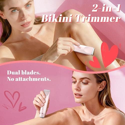 Fanovae Bikini Trimmer for Women – Gentle Electric Razor for Sensitive Areas, Waterproof USB-C Rechargeable Shaver for Body & Face, Stocking Stuffers Holiday Gift Petal Pink thumbnail 4