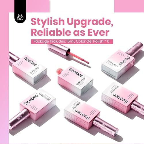 Beetles Nude Pink Gel Nail Polish Set, 6 Colors 15ML Light Pink Jelly Gel Nail Polish Kit Neutral Sheer Full Size Translucent Nail Concealer Soak Off UV Manicure Salon Colorful Bottle Gift for Women thumbnail 7