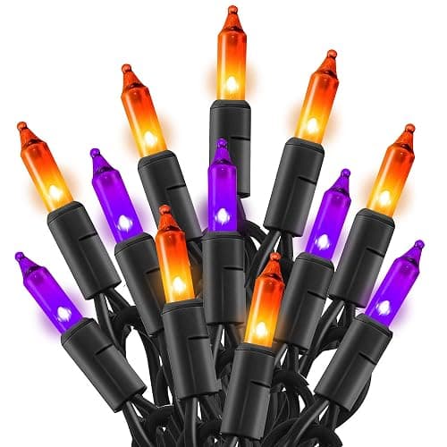 TW SHINE Purple and Orange Halloween Lights, 20FT 100 Count Incandescent Mini String Lights, Waterproof Halloween Decorations for Outdoor Indoor Patio Home Party Garden Yard Decor - Image 1