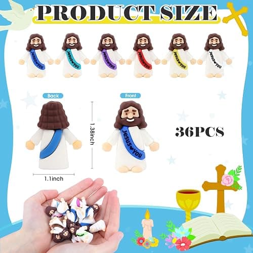 HSDJLXZ 36 Pack Little Jesus Figurines in Bulk, Mini Jesus Loves You Figures, Small Jesus Figurines, Tiny Jesus Figures for Church Christmas Party Favors Religious Easter Gifts for Egg Stuffers thumbnail 3