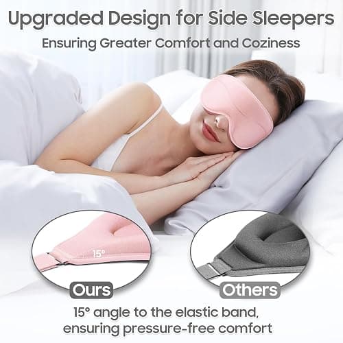 MOEASEii Sleep Mask - Total Blackout 3D Sleeping Mask, Super Lightweight & Silky Soft Eye Mask for Sleeping, Fully Adjustable Fit for Home, Office, Traveling, Meditation, Yoga, Pink, Mothers Day Gifts thumbnail 4