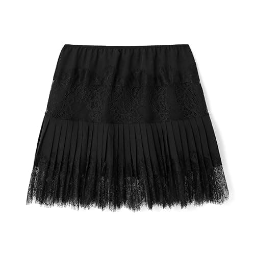 Women Y2K Black White Lace Mini Skirt Low Rise Half Slip Underskirt Ruffle Pleated Layered Flowy Short Skirts thumbnail 6