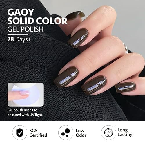 GAOY Milky Black Gel Nail Polish of 6 Creamy Nude, Gray, Green Colors Sweet Salt Style for Salon Gel Manicure and Nail Art DIY at Home thumbnail 5