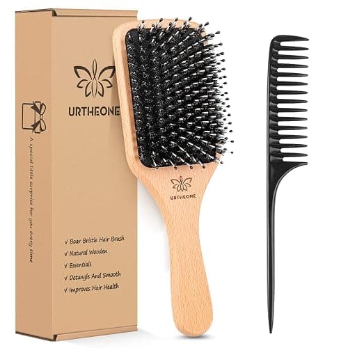 Hair Brush Boar Bristle Hairbrush for Thick Curly Thin Long Short Wet or Dry Hair Adds Shine and Makes Hair Smooth, Best Paddle Hair Brush for Men Women Kids - Image 1