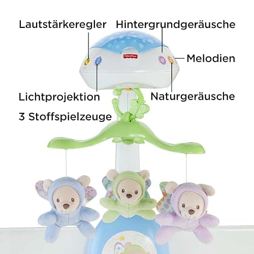 Fisher-Price 3-in-1-Traumbärchen-Mobile, Mobile für Babybett, Elektrisches Mobile mit Licht, Musikmobile, Babyerstausstattung, Babybett- und Baby-Zubehör, ab Geburt, CDN41 - Traumbärchen Mobile thumbnail 6