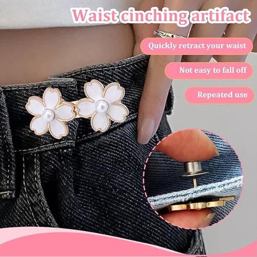 EIHI 8 Paires Boutons Jeans Clipsable, Pince pour Pantalon Trop Large, Serre Taille Pantalon, Bouton Jean Ajustable, Serre-Taille Ajustable, Pas De Couture Pour Jeans Larges, Pas De Couture Nécessaire thumbnail 5