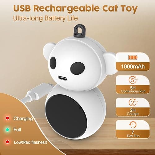 Interactive Cat Toys for Indoor Cats: 2 in 1 Laser Pointer Cat Toy with Automatic Flying Bird & Mouse Wand, Smart Motion Mode Adjustable Speed, USB Rechargeable Safe for Bored Kittens and Adult Cats thumbnail 7