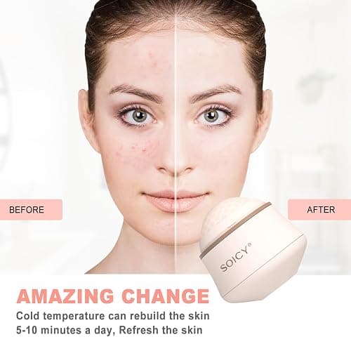 Leeshine Ice Roller Ball for Face and Eyes - Facial Skin Care Tools with a Large Roller and Carry Case Self Care Gift.Men Women (S50-Pink) thumbnail 4