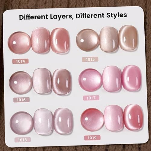 RARJSM Nude Glitter Cat Eye Gel Nail Polish Set 6Pcs Ceramics Pink Light Purple Brown Velvet Shimmer Smoothie Cateye Gel Polish with Magnetic Stick UV LED Curing Require Home Salon Nail Design thumbnail 5