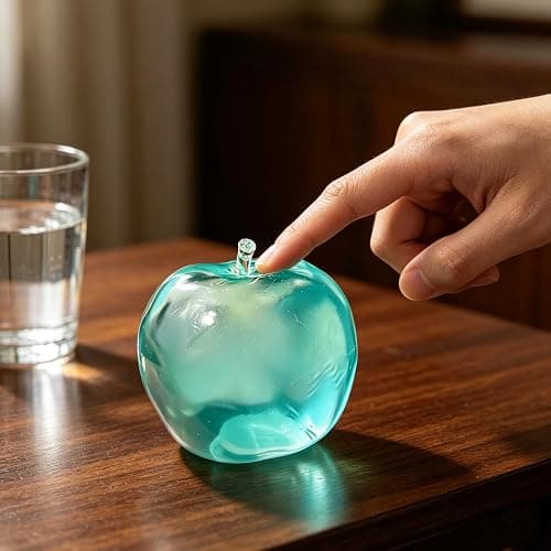 Blue Apple Squishy Stress Ball – Transparent Maltose Squeeze Toy with Slow Rise Effect, Clear Jelly Sensory Toy for Adults Office Desk Decor, Stress Relief & Anxiety (Blue) thumbnail 2