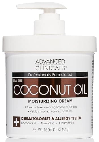 Advanced Clinicals Coconut Oil Body Cream For Women & Men | Hydrating Coconut Lotion For Extremely Dry Skin | Visible Anti Aging Body Butter Skin Care Balm Moisturizer For Hand, Heel, Feet, 16 Ounce - Image 1
