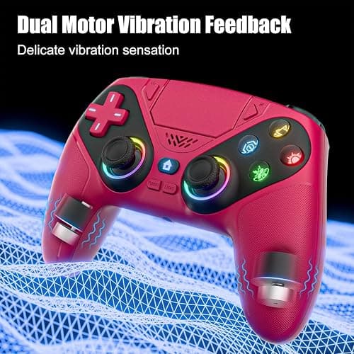 Nonbliep LED for PS5 Controller, for PS5 Slim/Pro/PC, Wireless Controller with 9 Colors RGB Light/Dual Vibration/Turbo/3.5mm Audio Jack/Speaker/Programmable for Playstation 5 Controller thumbnail 5