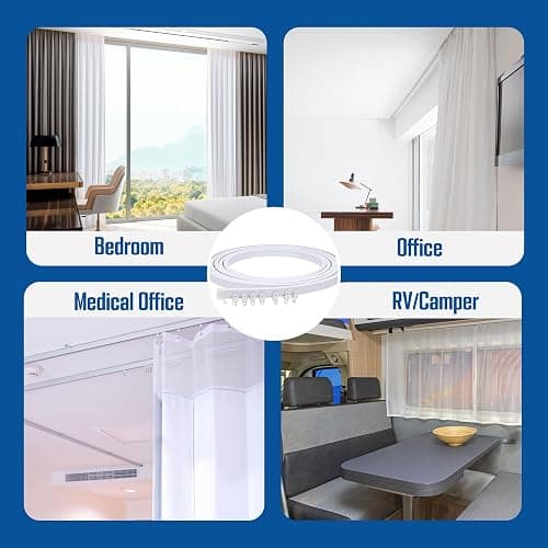 UrbanRed Flexible Bendable Ceiling Curtain Track, 16.4 ft (5 m), Mount for Rail with Curtain Tracks System, Room Divider, Curtains Rod, RV Ceiling Track for Curtains, White thumbnail 6