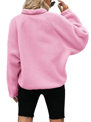 Yanekop Womens Fleece Jacket Fuzzy Long Sleeve Short Winter Coats Button Down Sherpa Jacket Outerwear with Pockets thumbnail 4