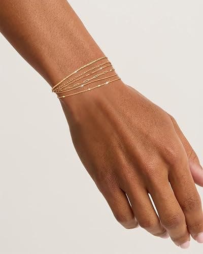 Freekiss Gold Stack Bracelets for Women | Dainty Thin Bracelet Set Trendy 14K Gold Plated Waterproof Bracelets for Women thumbnail 8