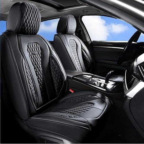 Coverado Seat Covers, Car Seat Covers Full Set, Black Car Seat Cover, Car Seat Covers Front Seats Back Seat Cover, Waterproof Car Seat Cushion, Leather Seat Covers Seat Protector Fit for Most Cars thumbnail 2