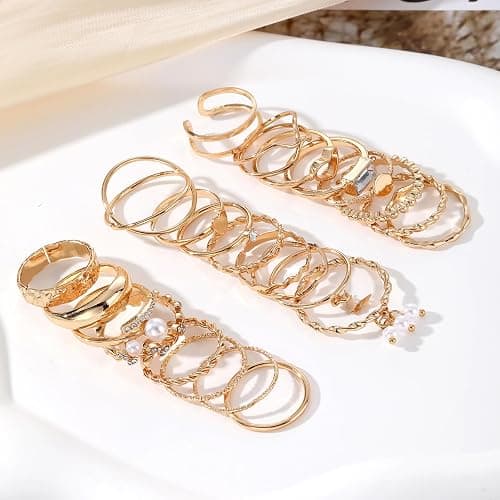 IFKM Gold Knuckle Rings Set For Women Vintage Stackable Joint Finger Midi Rings Dainty Cubic Zirconia Crystal Simple Twist Hollow Cute Rings Pack Jewelry Gift thumbnail 6