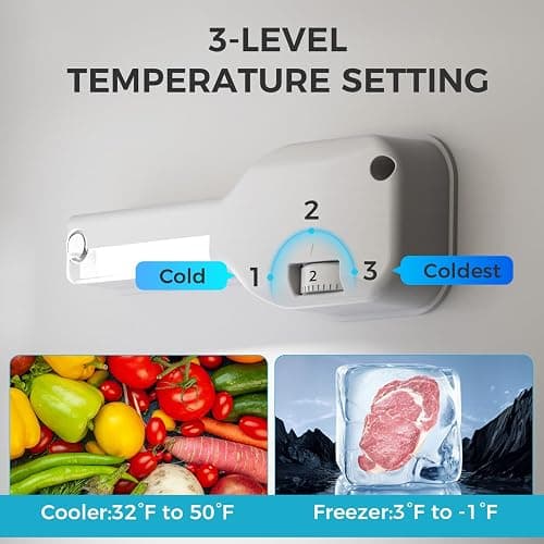 COWSAR 3.2 Cu.Ft Fridge with Freezer, Double Door Compact Fridge for Bedroom, Adjustable Thermostat, Energy-efficient Low Noise Small Refrigerator For Dorm, Office, Bar, RV, Bedroom,Commercial thumbnail 4