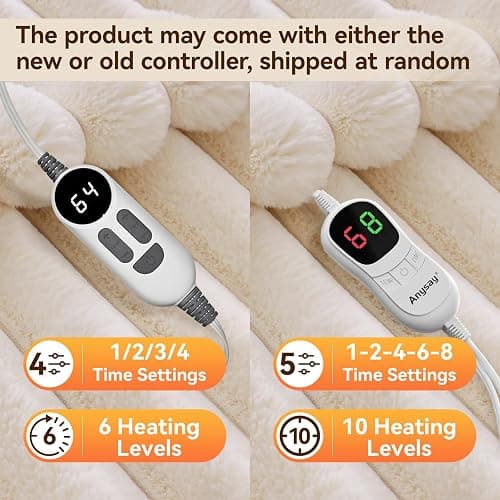HaloRest Heated Throw Blanket, Faux Fur Cozy Electric Blanket 50''*60'' | Heating Blanket with Overheat Protection, 1/2/3/4 Hours Auto-Off 6 Heat Levels, Machine Washable(Cream White) thumbnail 4