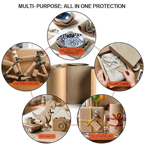 Corrugated Cardboard Roll, 12x205 Inch Large Single Face Cardboard Sheets, Thicker Wider Cardboard Sheets Heavey Duty for DIY Crafts, Shipping, Mailing and Gift Packing thumbnail 5