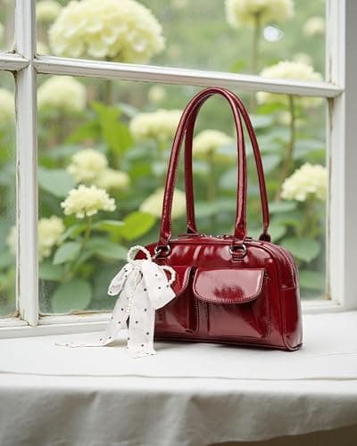 FTDENE Y2K Shoulder Purses for Women Trendy - PU Leather Retro Boston Handbag, Lightweight and Versatile for Work and Travel thumbnail 7