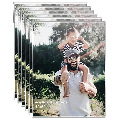 DZZ Clear Acrylic Photo Picture Frames Display Picture,Wall Mounting Clear for Home,School,office,-Vertical, 4x6, Set of 6 - Image 1