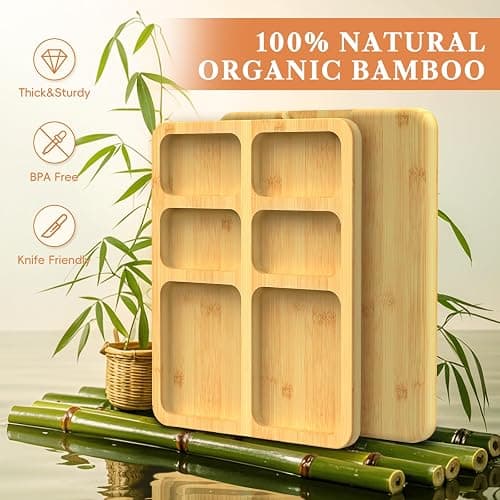 2-in-1 Charcuterie Board with Lid, Large Cutting Board for Kitchen, Travel Portable Bamboo Cheese Board, Covered Serving Tray, House Warming Birthday Gifts for Her Him Women Men Mom Dad thumbnail 7