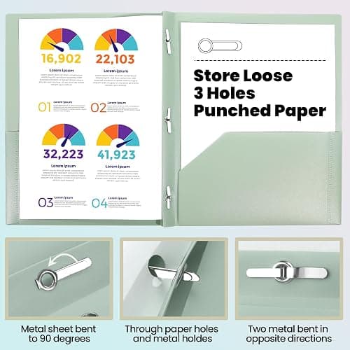 GNL Plastic Folders with Pockets and Prong, Pack of 5, Muted Pastel Colors, Heavy Duty 2 Pocket File Folders Letter Size, Folders with Prongs for School, Home, and Office thumbnail 5