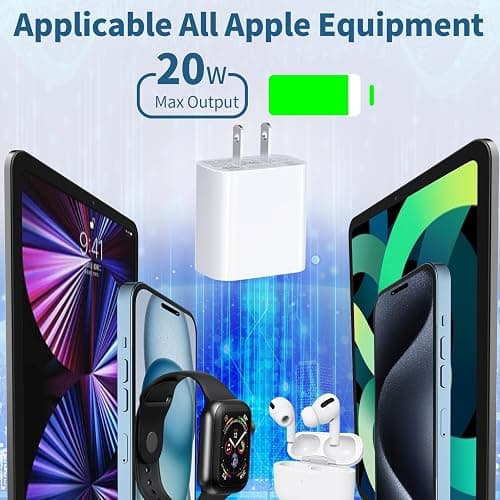 [Apple MFi Certified] iPhone 17 Charger Fast Charging, LANWK 2Pack 20W USB-C Charger Dynamic Power Adapter Type-C Wall Charger + 6FT Type-C Cable for iPhone 17/17 Pro/17 Pro Max/16 Pro/15/iPad/AirPods thumbnail 7