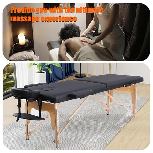 VIRRMO Portable Massage Table with Neck Stretcher, Adjustable Lash Bed Massage Bed Tattoo Table for Eyelash Extensions Beauty Tattoo,Black thumbnail 5