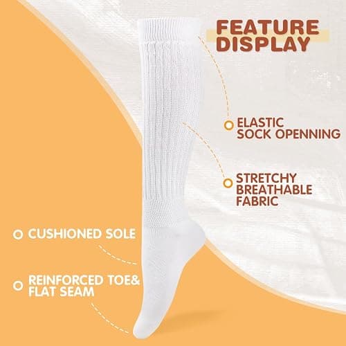 Buauty Slouch Socks for Women, Soft Extra Long Chunky Scrunch Knee High Sock Winter Knit Slouchy Socks leg warmmers thumbnail 4
